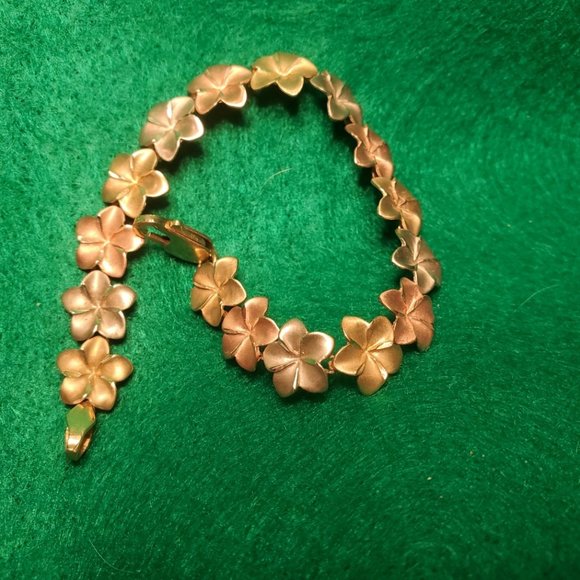 Jewelry 1k Tri Color Gold Plumeria Bracelet Poshmark